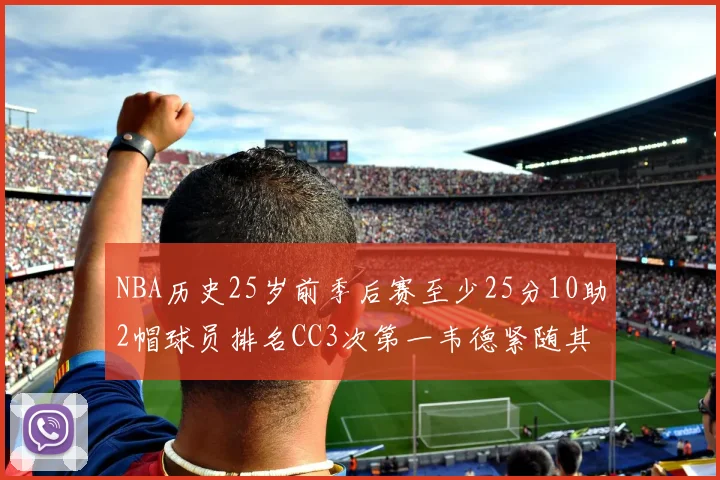 NBA历史25岁前季后赛至少25分10助2帽球员排名CC3次第一韦德紧随其后
